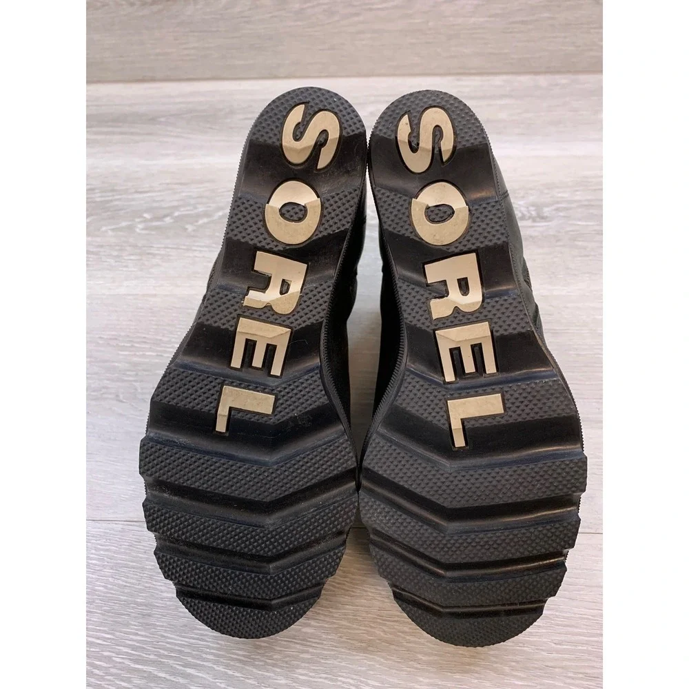 Sorel Joan of Arctic Wedge II Women's Zip Black Leather Ankle Boots 9 Shoes